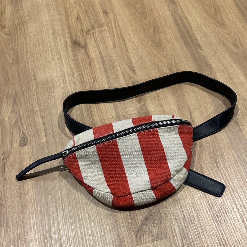 Striped Red and White Men's Belt Bag